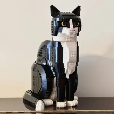Compatible MOC Set Tuxedo Cat Building Blocks Bricks Creative Cartoon Animal Assembly Toy Cute build
