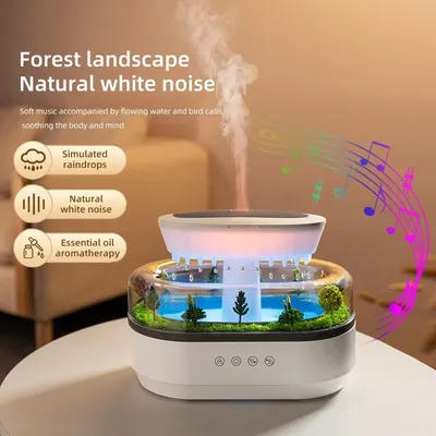 Simulated Raindrop Aromatherapy Diffuser Forest Green Drip Micro Landscape Essential Oil Humidifier