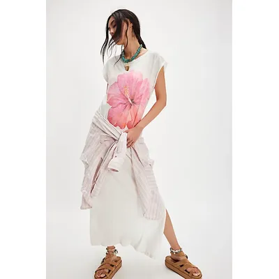Hibiscus Maxi Tee by Ragabond at Free People in White, Size: XL