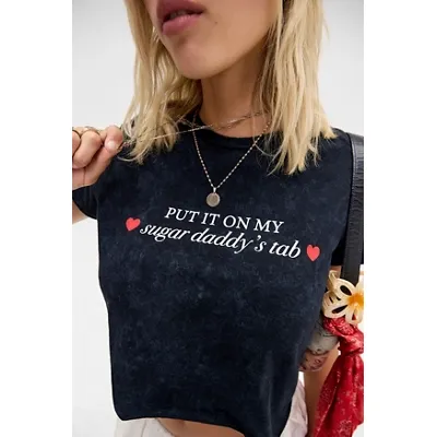 Daisy Street UO Exclusive Sugar Daddy Baby T-Shirt - Black M at Urban Outfitters