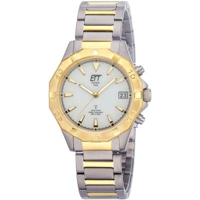 Funkuhr ETT "Alaska", gold (titanfarben, goldfarben), Armbanduhren, Herren, Armbanduhr, Herrenuhr, Datum, Solar, Titan Image