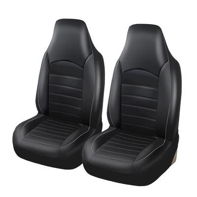 TEMU Universal Pu Leather Car Seat Covers High Back Bucket Seat Cover Set For Most Cars, Trucks, Suvs And Van With Red Trim, Auto Seat Covers Image