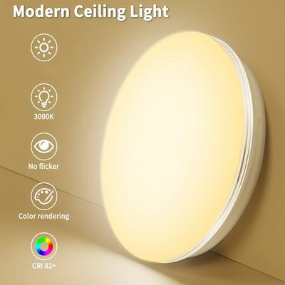 TEMU 48w 36w 24w 18w Led Ceiling Light Round Panel Down Lights Bathroom Room Wall Lamp, Warm/cool White, Led Ceiling Light, Round Led Ceiling Light Fixture For Dining Room Energy-saving Image