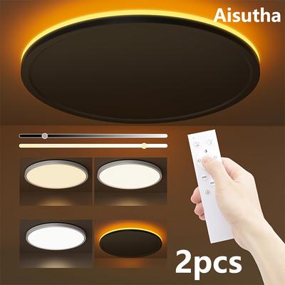 TEMU Aisutha1pc Led Ceiling Light Dimmable, 24 W Ceiling Light With Remote Control, 3000 K -6500 K Round Flat Ceiling Light, Suitable For Bedroom, Kitchen, Living Room Image