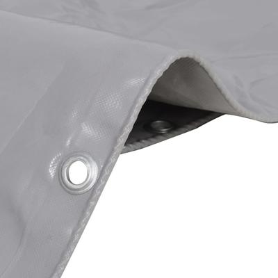 TEMU 1pc Heavy-duty Steel Tarpaulin 650g/m², 4x4m Grey Waterproof Cover, Reinforced Grommets, No Battery Required Image