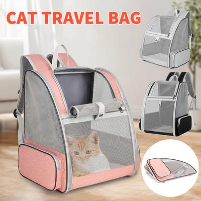 TEMU Pet Travel Brearthing Backpack, Portable Pet Bag, Folding Fabric , Travel Carrier Bag For Dogs Or Cats, Pet Cage With Image