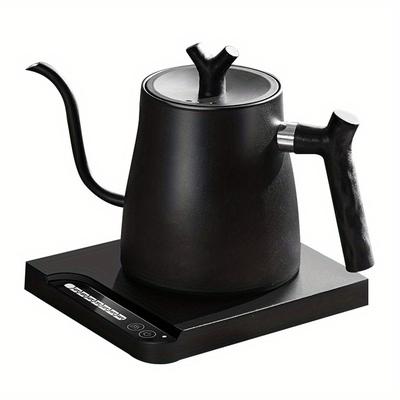 TEMU 1pc Electric Gooseneck Kettle For Pour Over - 7 Temperature Settings, Quick Boiling, , Stainless Steel Inner, Eu Plug 230v, Matte , Tea Kettle Image