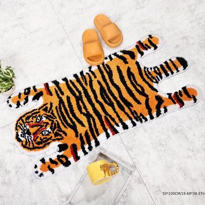 TEMU Adorable Tiger Cartoon Bathroom Mat - Plush, Absorbent & Non-slip Rug For Shower, Bathtub, And Home Decor - Living Room, Laundry, Bedroom - Machine Washable Polyester Image