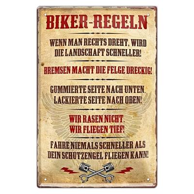 TEMU 1pc Funny Biker Rules Metal Tin Sign - 8x12 Inch Wall Art With Humorous German Text, Motorcycle Garage Or Workshop Decor, Perfect Gift For Bikers, Birthday Or Christmas Present, Motorcycle Decor Image