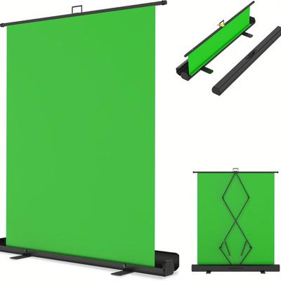 TEMU Green Screen Roll-up Photo Background With Metal Stand Chromakey Green Screen 156x194 Cm Portable Green Background For Photography Video Shooting Gaming Streaming And Virtual Image