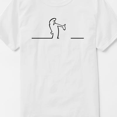 TEMU Men's Casual Cotton T-shirt With Unique Trumpet Player Graphic - Short Sleeve, Black, Spring/summer Essential, Machine Washable Image