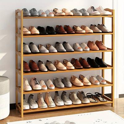 TEMU Milisten Multi-tier Bamboo Foyer Shoe Rack (6 Tiers) - Sturdy, And Space-saving Storage Solution For Homes And Dorms, Easy To Assemble And . Image