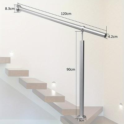 TEMU Stainless Steel Entrance Railing Stair Railing, Railing Handrail Angle Adjustable . Accessories, Indoor & Outdoor Wall Handrail For Stairs Garden, 80-180cm Image
