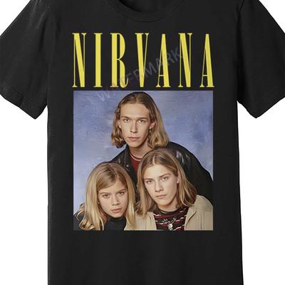 TEMU Vintage Rare Band Logo Graphic T-shirt For Men - Soft Black Short Sleeve Crew Neck Tee With Retro Print, Machine Washable Casual Shirt For Casual Attire Image