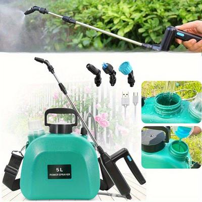 TEMU A Set Pressure Sprayer 5 Litres, Plant Sprayer With 3 Mist Nozzles, Handle And Telescopic Rod, Garden Sprayer, Sprayer Water Sprayer With Adjustable Shoulder Strap Image