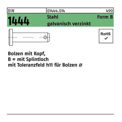 Bolzen DIN 1444/ISO 2341 m.Kopf/Splintloch B 12 x 60/54,5 Stahl galvanisch verzinkt Image