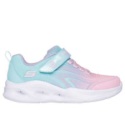 Skechers Girl's S-Lights: Sola Glow - Color Breeze Sneaker | Size 2.0 | Aqua | Textile/Synthetic