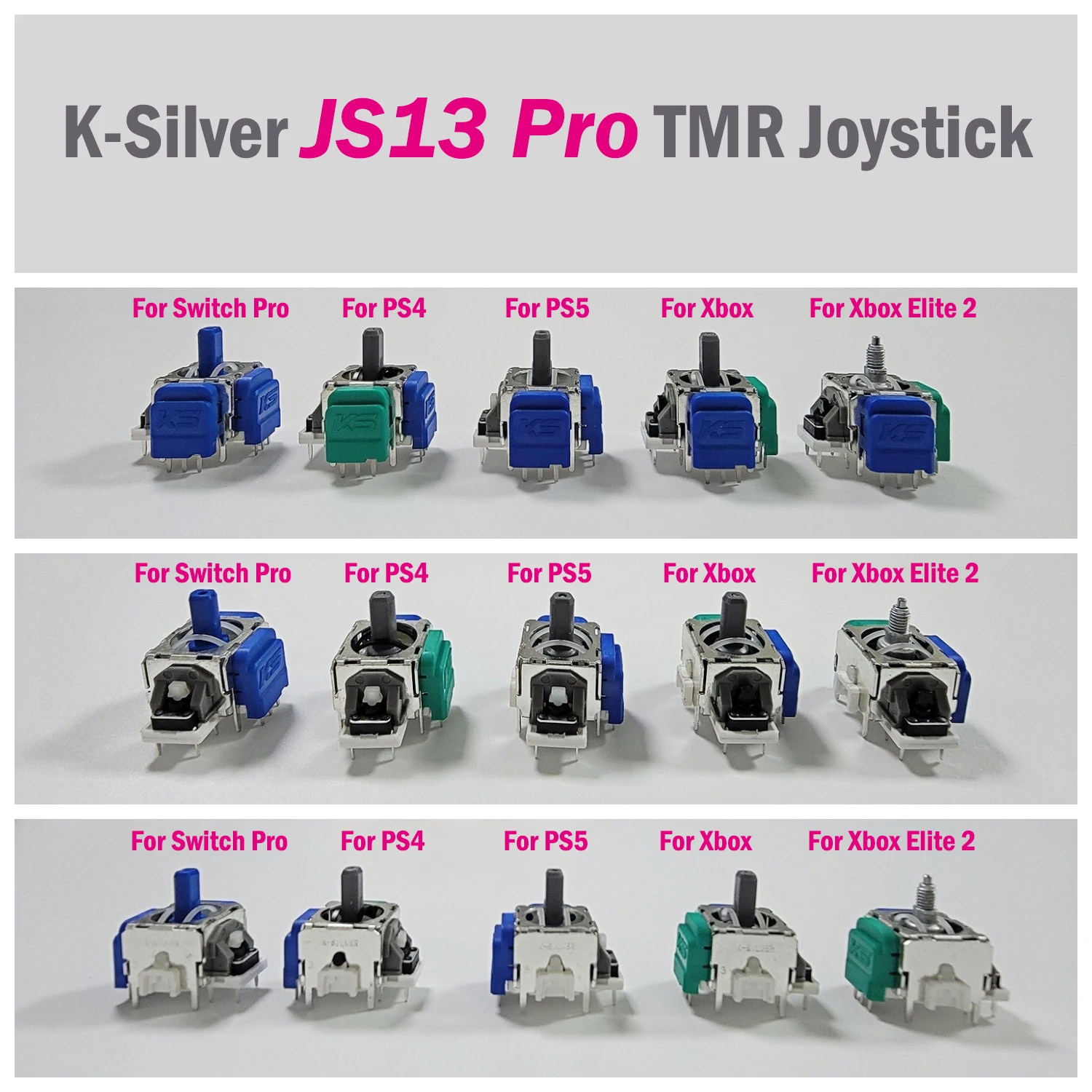 K-SILVER JS13 PRO+ TMR Joystick for Switch Pro PS5 PS4 Xbox Series Xbox Elite 2 Anti-Drift Electromagnetic 3D Analog ThumbStick