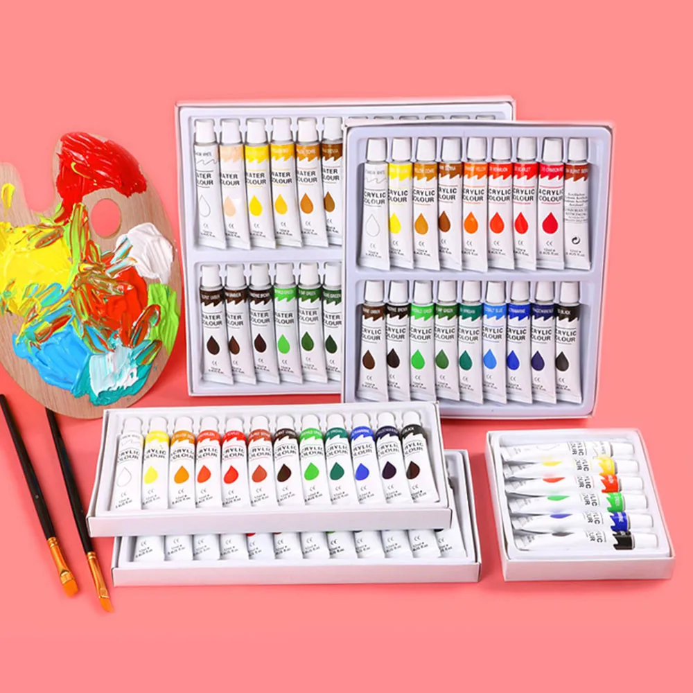 Acrylöl-Aquarell-Gouache-Farbpigment-Set, 12 ml, Zeichenzubehör für Studenten und Anfänger Image