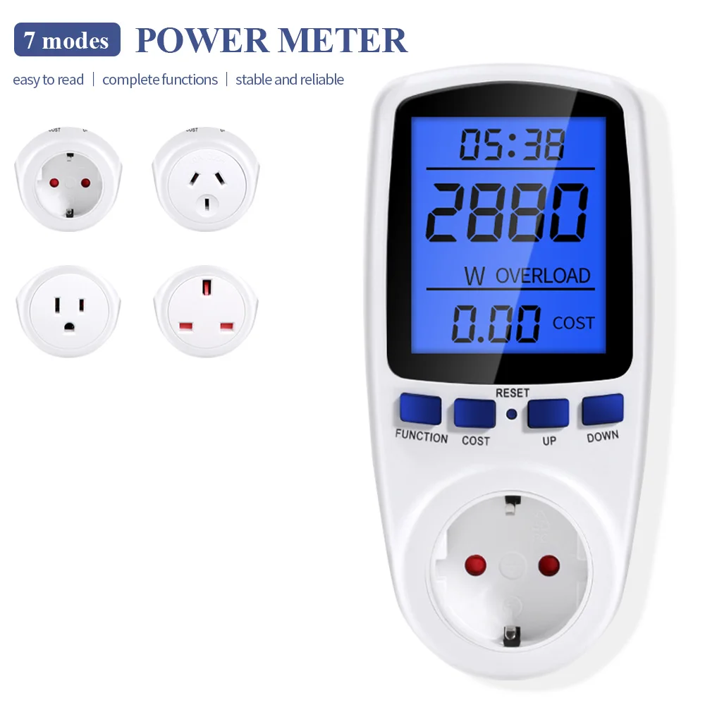 AC Digital Power Meter Wattmeter Leistung Kwh Stromverbrauch Meter Messung Outlet LCD Power Analysator Steckdose EU US UK AU Image