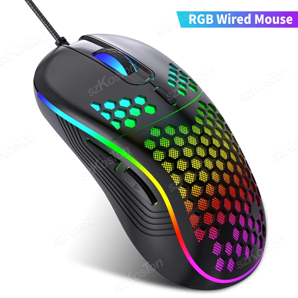 USB-Gaming-Maus mit Kabel, RGB-Hintergrundbeleuchtung, 6 Stufen, 7200 DPI, verstellbar, ergonomisches Design, Mäuse für Büro, Laptop, PC, Computer, Gamer Image