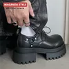 7cm Höhe zunehmende Derby-Schuhe, große Leder-Mickey-Schuhe aus echtem Leder, koreanische lässige