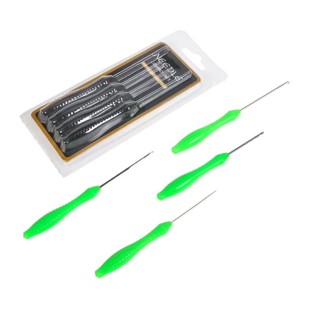 Angeln Rigs Köder Nadel Set 4PCS Anti Slip Griff Haken Bohrer Stringer Hetze Rig Tool Kit für Angler Angeln zubehör Image