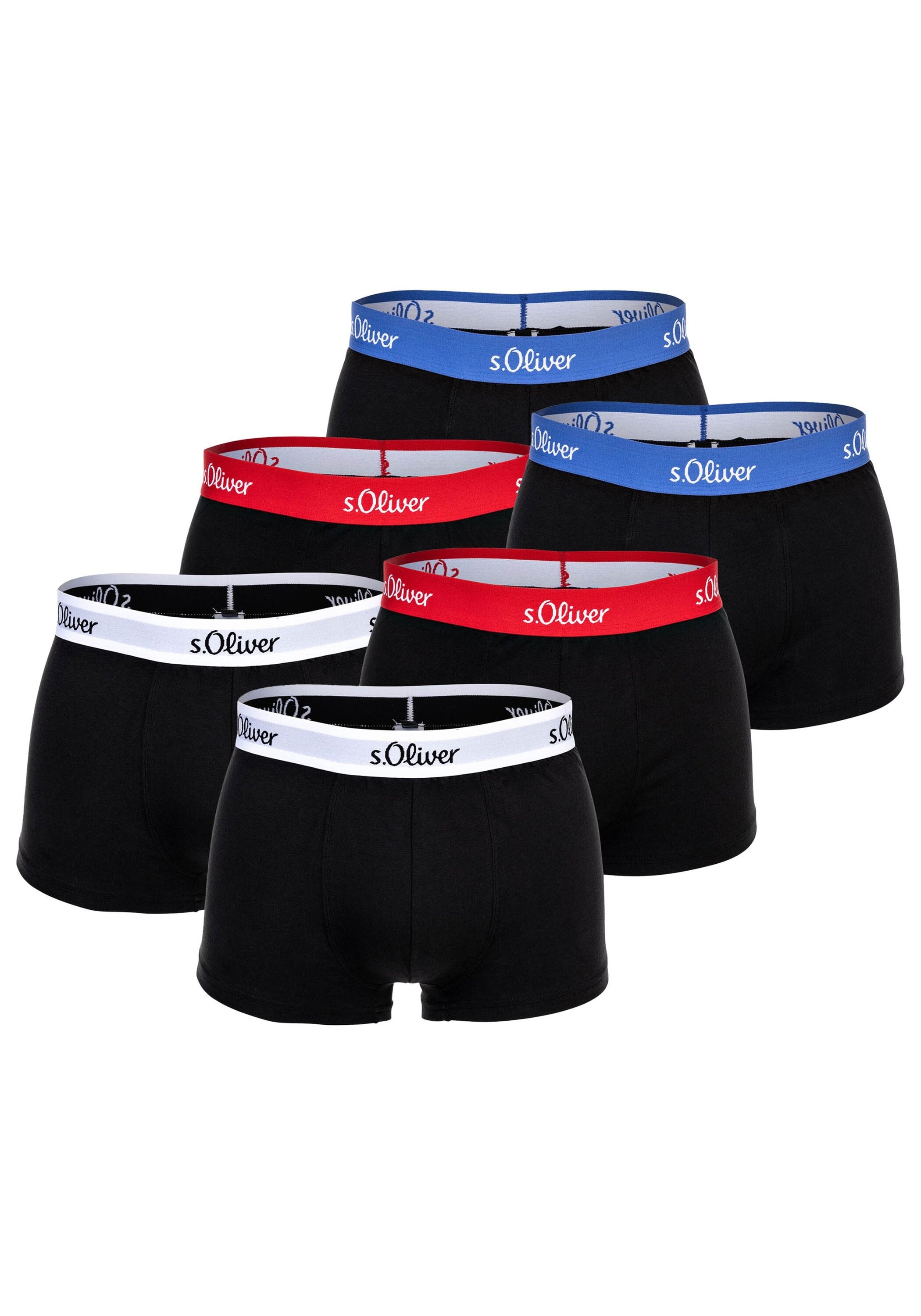 Boxershorts S.OLIVER "Boxershort 6er Pack", Herren, Gr. XXL, schwarz (schwarz kontrast), Obermaterial: 92% Baumwolle CO. 8% Elasthan EL., Unterhosen Image