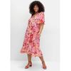 Chiffonkleid SHEEGO BY JOE BROWNS "Große Größen", Damen, Gr. 48, Normalgrößen, sorbet pink gemustert, Obermaterial: 100% Polyester;Futter: 100% Polyester, gemustert, feminin, figurumspielend knieumspielend, V-Ausschnitt, Kurzarm Flügelärmel,...