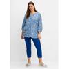 7/8-Hose SHEEGO "Große Größen", Damen, Gr. 48, Normalgrößen, blau (blaubeere), Obermaterial: 98% Baumwolle, 2% Elasthan, unifarben, casual, tailliert 7/8-Länge, Hosen, im Curvy-Schnitt SUSANNE