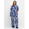 Stoffhose SHEEGO "Große Größen", Damen, Gr. 50, Normalgrößen, blau (kobalt gemustert), Obermaterial: 100% Viskose (LENZING ECOVERO), gemustert, feminin, comfort fit lang, Hosen, mit Blumendruck