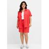 Bermudas SHEEGO "Große Größen", Damen, Gr. 54, Normalgrößen, rot (hummer), Obermaterial: 100% Baumwolle, unifarben, casual, comfort fit kurz, Hosen, mit Schlupfbund, aus Musselin