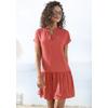 Blusenkleid S.OLIVER, Damen, Gr. 36, N-Gr, orange (koralle), Web, Obermaterial: 100% Viskose, unifarben, modisch, figurumspielend ca. Mitte Oberschenkel, V-Ausschnitt, Kurzarm, Kleider, mit Volant am Rock, Tunikakleid, Sommerkleid, Basic, Topseller