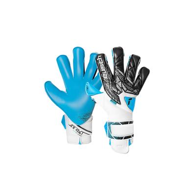 Torwarthandschuhe REUSCH "Attrakt Aqua Evolution", Damen, Gr. 8,5, schwarz-weiß (weiß, schwarz), 49% Elastodien, 40% Polyester, 5% Polyamid, 6% Polyurethan, mehrfarbig, sportlich, Handschuhe, mit Evolution Cut
