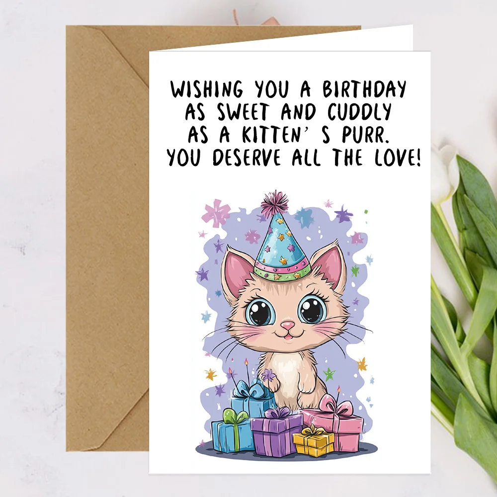Geburtstags-Grußkarte für Katzen mit Umschlag – humorvolles katziges Design, perfekt für Katzenliebhaber, Familie und Freunde – universeller Geburtstag Image