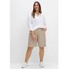 Bermudas SHEEGO "Große Größen", Damen, Gr. 46, Normalgrößen, grau (helltaupe), Obermaterial: 98% Baumwolle, 2% Elasthan, unifarben, casual, regular fit kurz, Hosen, in Chino-Optik