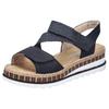 Keilsandalette RIEKER, Damen, Gr. 38, blau (nachtblau), Nubuklederimitat, unifarben, klassisch, Schuhe, Riemchensandale, Sommerschuh, Urlaubschuh mit Klettriemchen