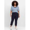 Cargohose SHEEGO "Große Größen", Damen, Gr. 48, Normalgrößen, blau (tiefblau), Obermaterial: 97% Baumwolle, 3% Elasthan, unifarben, casual, comfort fit 7/8-Länge, Hosen, in 7/8-Länge, mit Teilgummibund