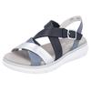 Riemchensandale REMONTE "Elisabeth Hurley-Collection", Damen, Gr. 40, silber (blau, silberfarben), Leder, casual, Schuhe, Keilabsatz, Sommerschuh, Sandalette mit Kreuzbandage