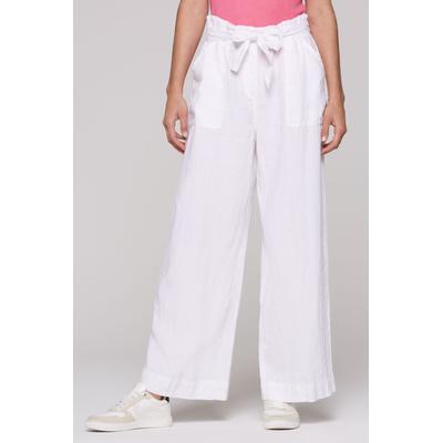 Leinenhose SOCCX, Damen, Gr. XS, Normalgrößen, weiß, Material: 100% Leinen, bestickt, casual, lässig geschnitten lang, Hosen, mit aufgesetzten Taschen vorne Image