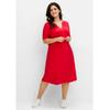 Sommerkleid SHEEGO "Große Größen", Damen, Gr. 50, Normalgrößen, lila (erdbeere), Obermaterial: 100% Viskose, unifarben, feminin, figurumspielend knieumspielend, Rundhals, Kurzarm, Kleider, aus leichter Viskose, in A-Linie