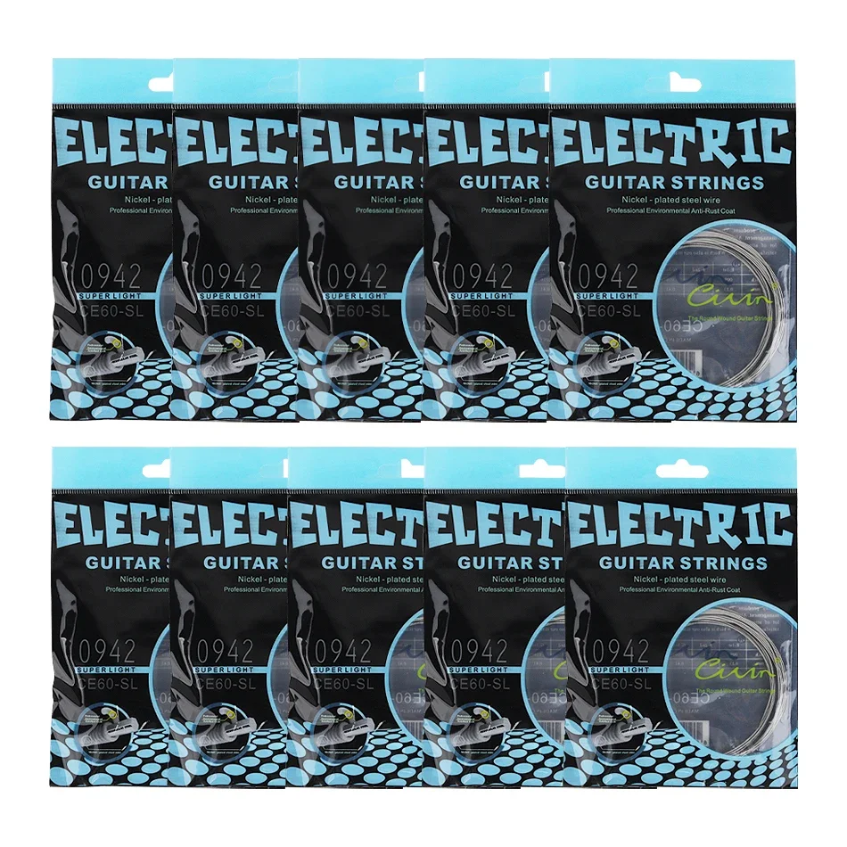 Gearlly 10 Sets E-Gitarrensaiten, vernickelte Legierung, gewundener Stahlkern 0942, für Gitarrensaiten im Großhandel Image