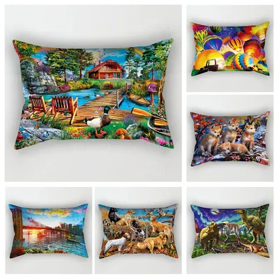 Home Herbst Dekoration buntes Muster Kissen Kissen bezug Dekorationen Kissen bezüge 30*50 Kissen Image