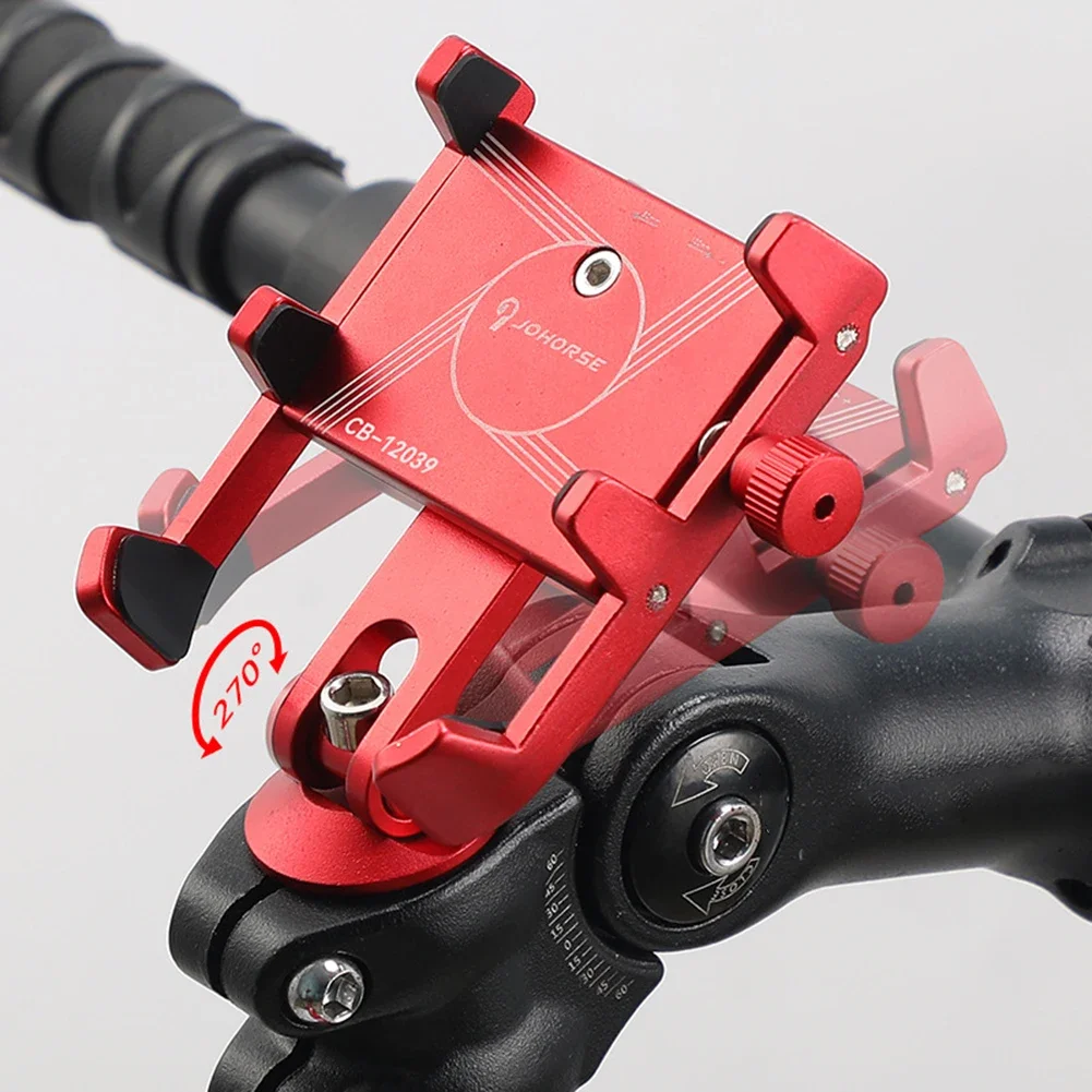 Fahrrad-Handyhalter aus Aluminiumlegierung, drehbarer Telefonnavigationsständer mit 6-mm-Schraubpolsterung für Vorbau/Lenkerhalterung Image