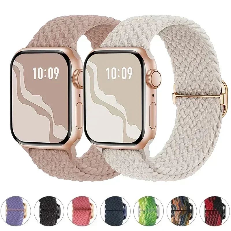 Geflochtene Solo-Loop für Apple Watch Serie 10 42 mm 46 mm Ultra-Band 40 mm 44 mm 41 mm 49 mm 45 mm elastisches Armband iWatch 9 8 7 se-Armband Image