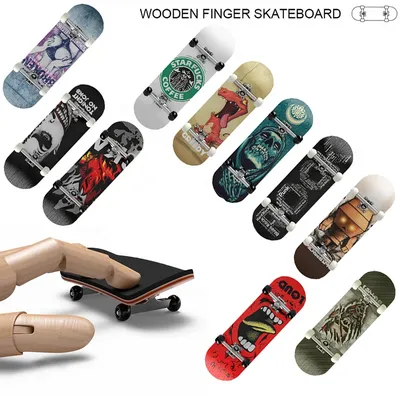 Professional Wooden Finger Skateboards DIY Skate Park Tech Parts Deck Stunt Skateboard Metal Bracket Bearing Wheel Tabletop Toys