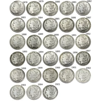 US Full Set(1878-1921) 28pcs Morgan dollar Silver Plated Copy Coins