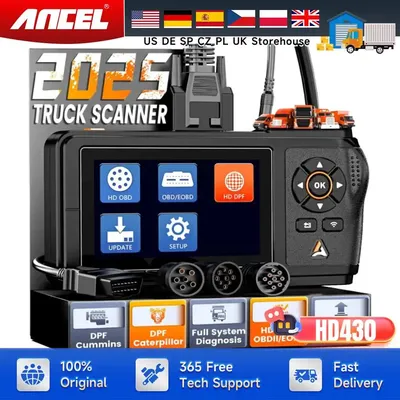 ANCEL HD430 Heavy Duty Truck Scanner DPF Reset Forced Regeneration for Cummins Caterpillar Engine