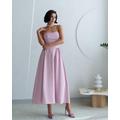 Elegante abito midi - Premium Crepe, corpetto corsetto, chic e sofisticato