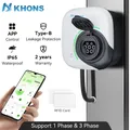 Khons Type2 EV Caricatore Presa Versione 22KW Caricatore per auto elettrica intelligente per TS-NACS Type1 GB/T Spina EVSE Wallbox WIFI APP di controllo